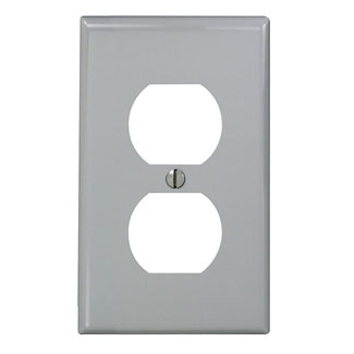 1-Gang Duplex Outlet/Receptacle Wallplate, Standard Size, Thermoplastic Nylon, Gray