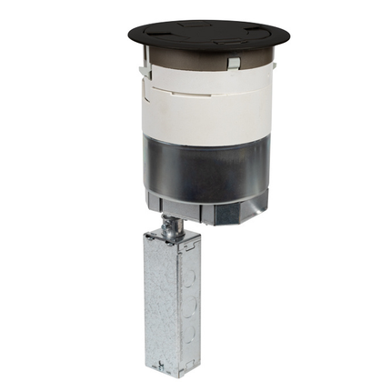 6AT Prewired A/V Evolution™ Poke Thru Device, Flush Style Cover, Black