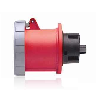 100 Amp, 480 Volt 3-Phase, 3P, 4W, Outlet North American Pin & Sleeve Receptacle, Industrial Grade, IP67, Watertight - RED