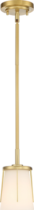 Serene; 1 Light; Mini Pendant; Natural Brass Finish with Satin White Glass