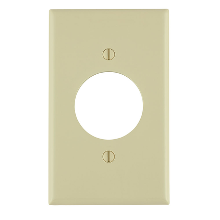 1-Gang 1.60 Inch Hole Outlet/Receptacle Wallplate, Standard Size, Thermoplastic Nylon, Ivory