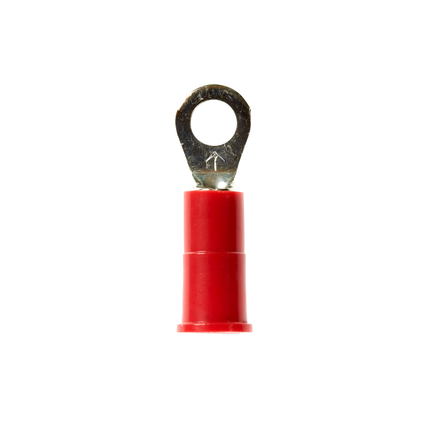3M™ Highland™ Vinyl Insulated Ring Terminal RV18-8Q, AWG 22-18,standard-style ring tongue fits around the stud, 25/bag