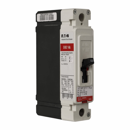 Eaton Series C complete molded case circuit breaker, F-frame, EHD, Complete breaker, Fixed thermal, Fixed magnetic trip type, Single-pole, 20 A, Load side, 50/60 Hz