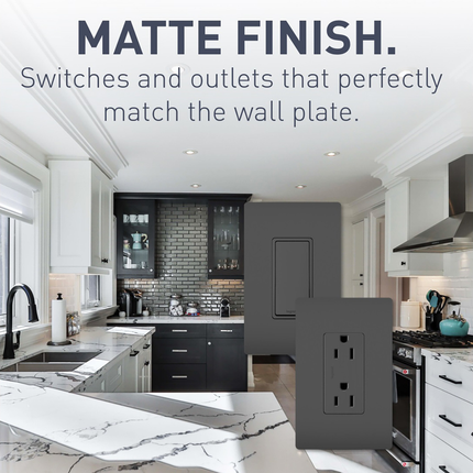 radiant® Combination Single Pole Switch and Tamper-Reistant 15A Duplex Self-Test GFCI Receptacles with SafeLock® Protection, Black