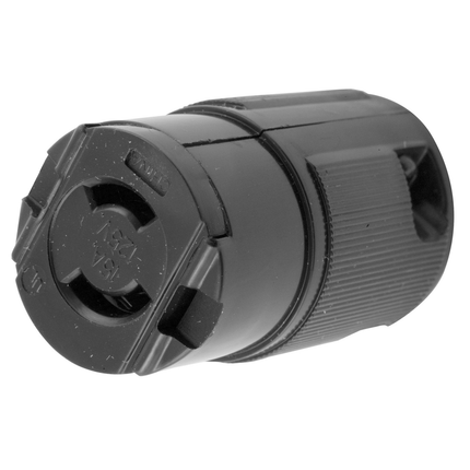 Locking Devices, Midget Twist-Lock®, Valise®, Female Connector Body, 15A 125V AC, 2-Pole 2-Wire Non Grounding, NEMA ML- 1R, Screw Terminal, Black, Polarized.