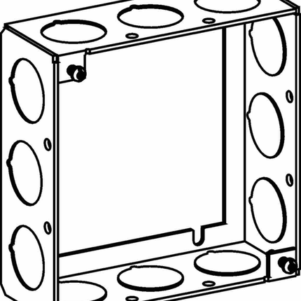 1-1/2" DEEP, 4" SQUARE (4S) EXTENSION RING WELDED WITH 1/2" KO