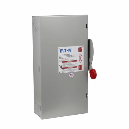 Eaton Custom single-throw fused safety switch, 100 A, NEMA 1, Painted steel, Class H, Fusible without neutral, Three-pole, Three-wire, 600 V, Max Hp: 30, 40/ 60, 75 hp (1/3PH @480, 600 V), #14-#1/0 Cu/Al
