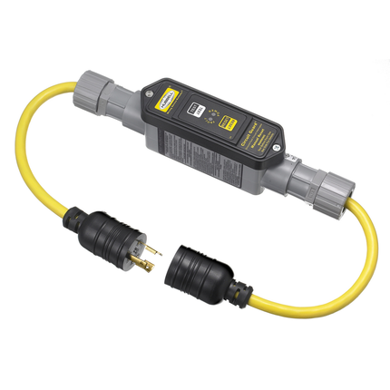 Power Protection Products, GFCI Linecords, Commercial, Manual Set, 20A 250V, L5-20R, 25' Cord Length, Triple Tap, Yellow