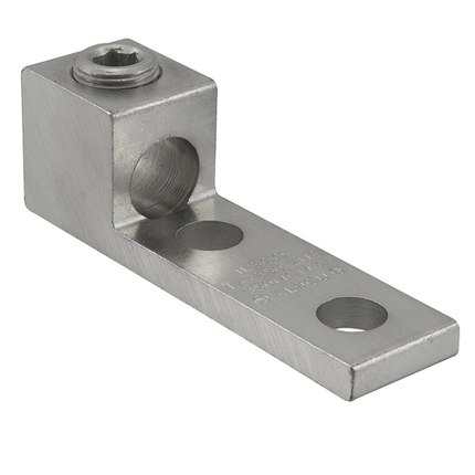 Aluminum Mechanical Lug, Conductor Range 350-6, 1 Port, 2 Holes, 1/2in Bolt Size, 1-3/4in Hole Spacing, Tin Plated, UL, CSA