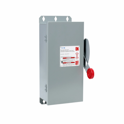 Eaton Heavy duty receptacle safety switch, 30 A, NEMA 12/3R, Painted galvanized steel, Class H, Fusible without neutral, Three-pole, Three-wire, 600 V, Max Hp: 7.5, 10/ 15, 20 hp (1/3PH @480, 600 V), #14-#2 Cu/Al