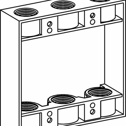 2-GANG 1" DEEP EXTENSION RING, 6 OUTLET HOLES - 3/4" SIZE