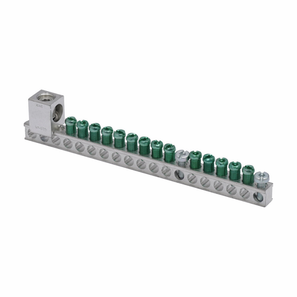 Eaton PON Accessories - 14 Terminal Ground Bar,(1) 2/0 lug -CH/BR plug-on neutral,14 Circuits,14 terminals