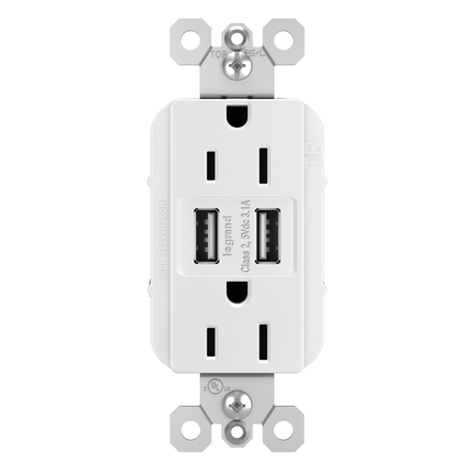 radiant® 15A Tamper-Resistant USB Outlet, White