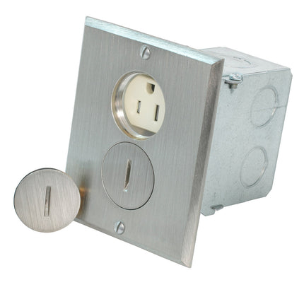 LEVITON 25249-TFN NI TR FLOOR BOX ASSY 15A125V