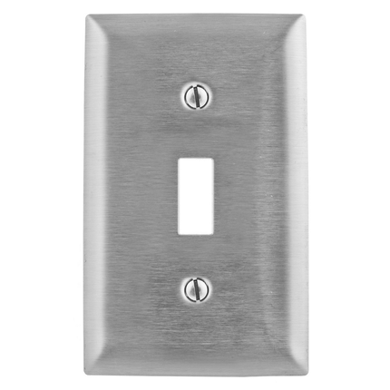 Wallplates and Boxes, Metallic Plates, 1- Gang, 1) Toggle Opening, Jumbo, Stainless Steel