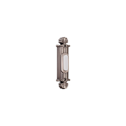 Surface Mount Straight Ornate LED Lighted Push Button in Antique Pewter