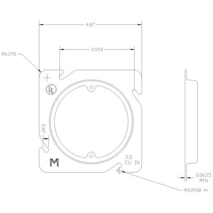 MULBERRY 11314 4-11/16 SQ RSD 5/8IN -3IN OPN
