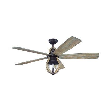56" Winton in Aged Bronze Brushed w/ Weathered Pine Blades