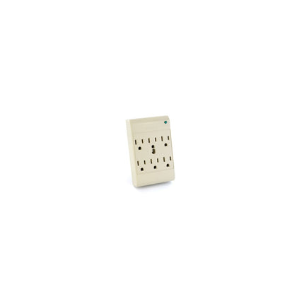 120 Volt 15 Amp Surge Protected, 6-Outlet Plug-In Surge Adapter, 540 Joules, Plastic Housing, Type 3 SPD, UL1449 3rd Edition - BEIGE