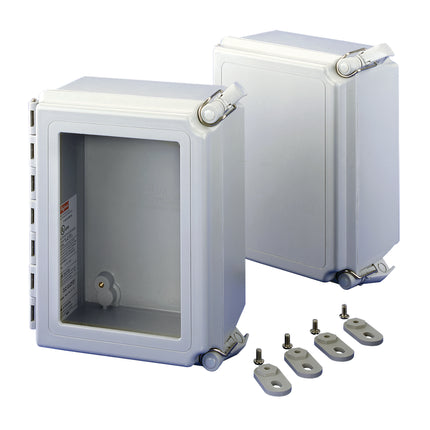 Continuous Hinge Screw-Cover Enclosure 4X, 10x8x6, Light Gray, Fiberglass