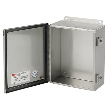 Continuous Hinge with Clamps Junction Box Type 4X, 16x14x6, Brushed, Stainless 316