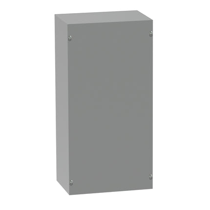 Screw-Cover Enclosure Type 1 no Knockouts, 18x18x8, Gray, Steel