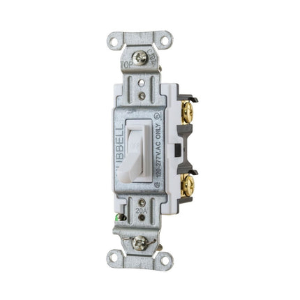 HUBBELL CSB120WF SWITCH SP 20A 120/277V B+S WH FRAME