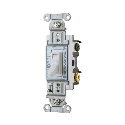 HUBBELL CSB320WF SWITCH 3W 20A 120/277V B+S WH FRAME