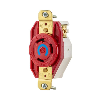 HUBBELL HBL2620M8 LKG RCPT 30A 250V L6-30R RED