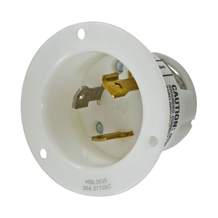 HUBBELL HBL2635 LKG FLG-INLT 30A 277V L7-30P WH