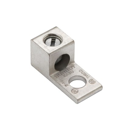 Aluminum Universal Terminal, 1 Hole, 14-1/0 AWG (Str), 1/4" Stud, 1 Screw, Al/Cu Rated, Tin Plated