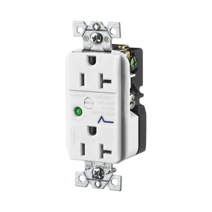 HUBBELL HBL5360WSA DUP SPD RCPT 20A 125V 5-20R WH