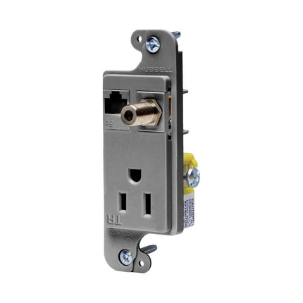 HUBBELL RJ650GYTR JLOAD 15A MEDIA OUTLET TR GRAY