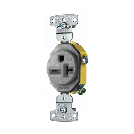 HUBBELL RR205GYWR RESI SGL RCPT 20A 250V WR GY