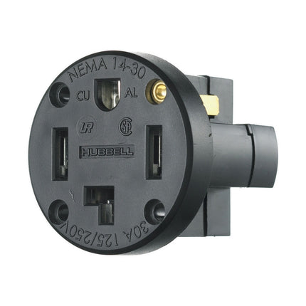 HUBBELL RR430PM RCPT SB 30A 125/250V 3P4W PAN MT BK