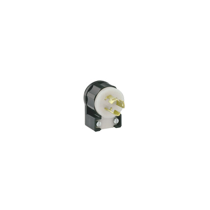 15 Amp, 277 Volt, NEMA L7-15P, 2P, 3W, Locking Plug, Industrial Grade, Grounding, Angle - BLACK-WHITE