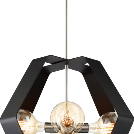 Zen; 4 Light; 24 in.; Pendant; Matte Black Finish with Brushed Nickel Accents