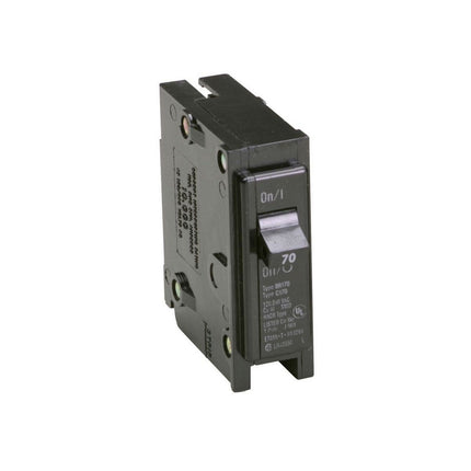 Eaton BR thermal magnetic circuit breaker,Type BR 1-Inch plug-on circuit breaker,70 A,10 kAIC,Single-pole,120/240V,BR,#4-1/0 AWG Cu/Al,BR,Type BR Loadcenters