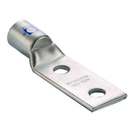 Copper Short Barrel 2 Hole Compression Lugs 350 MCM 1/2 Stud 1-3/4" Spacing