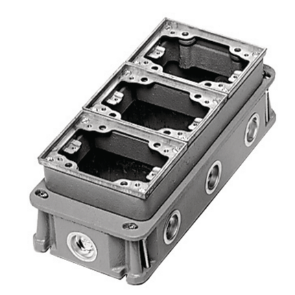 3-Gang, Rectangular, Cast Iron Box, Deep, Fully Adjustable, Aluminum Top
