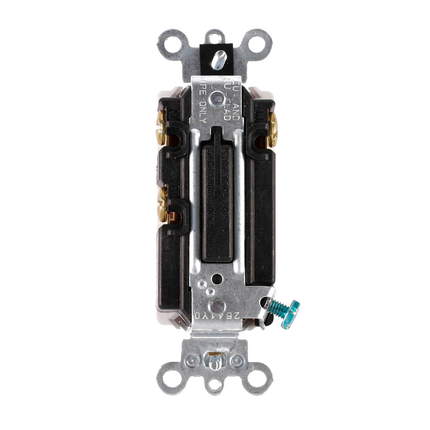 15 Amp, 120/277 Volt, Decora Plus Rocker Double-Throw Ctr-OFF Momentary Contact Single-Pole AC Quiet Switch, Commercial Spec Grade, Self Grounding, Back &amp; Side Wired, - Gray