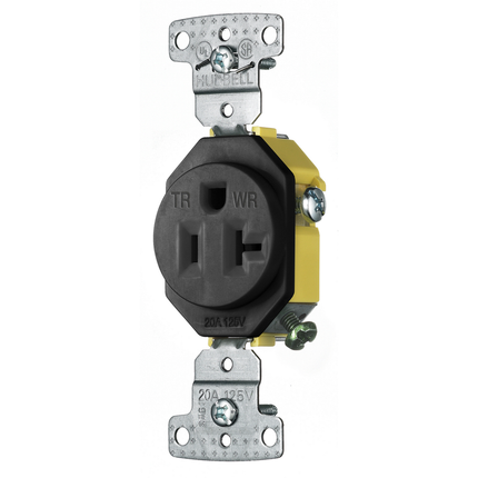 TradeSelect, Straight Blade, Single Receptacle, Weather and Tamper Resistant, 20A 125V, 2-Pole 3-Wire Grounding, 5-20R, Black