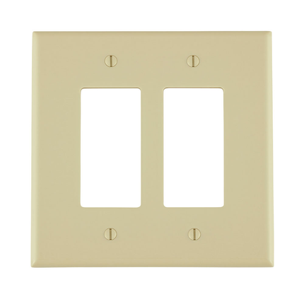 2-Gang Decora/GFCI Wallplate, Oversized, Thermoset, Device Mount - Ivory