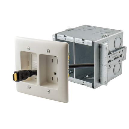 Wall Boxes, Data Box, Gangable, 2- Gang, 4" Depth, 2" KOs