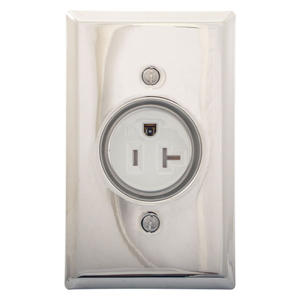 TradeSelect, Straight Blade, Single Receptacle, Clock Hanger, Tamper Resistant, 20A 125V, 2-Pole 3-Wire Grounding, 5-20R, Nickel Plate