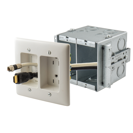 Wall Boxes, Data Box, Gangable, 2- Gang, 4" Depth, 2" KOs