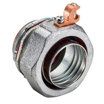 Straight Liquidtight Connector with Copper Grounding Lug 1-1/2"