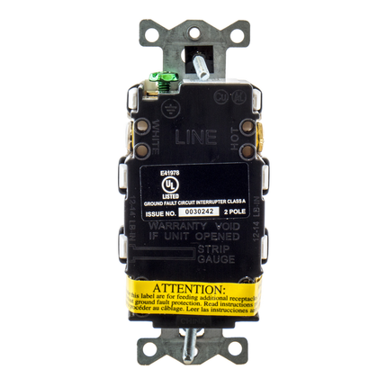 Power Protection Devices, Receptacle, Self Test, GFCI, 15A 125V, 2-Pole 3-Wire Grounding, 5-15R, White