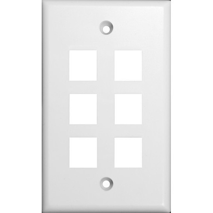 Datacomm Wallplate For Keystone Jacks & Modular Inserts Six Ports White