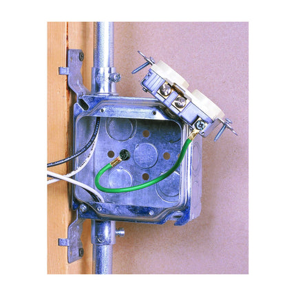 Stranded Wire Grounding Tail, 12 AWG Stranded, 8" Tail w/#10 Ring, Ground Screw & Stripped End, Box of 1,000